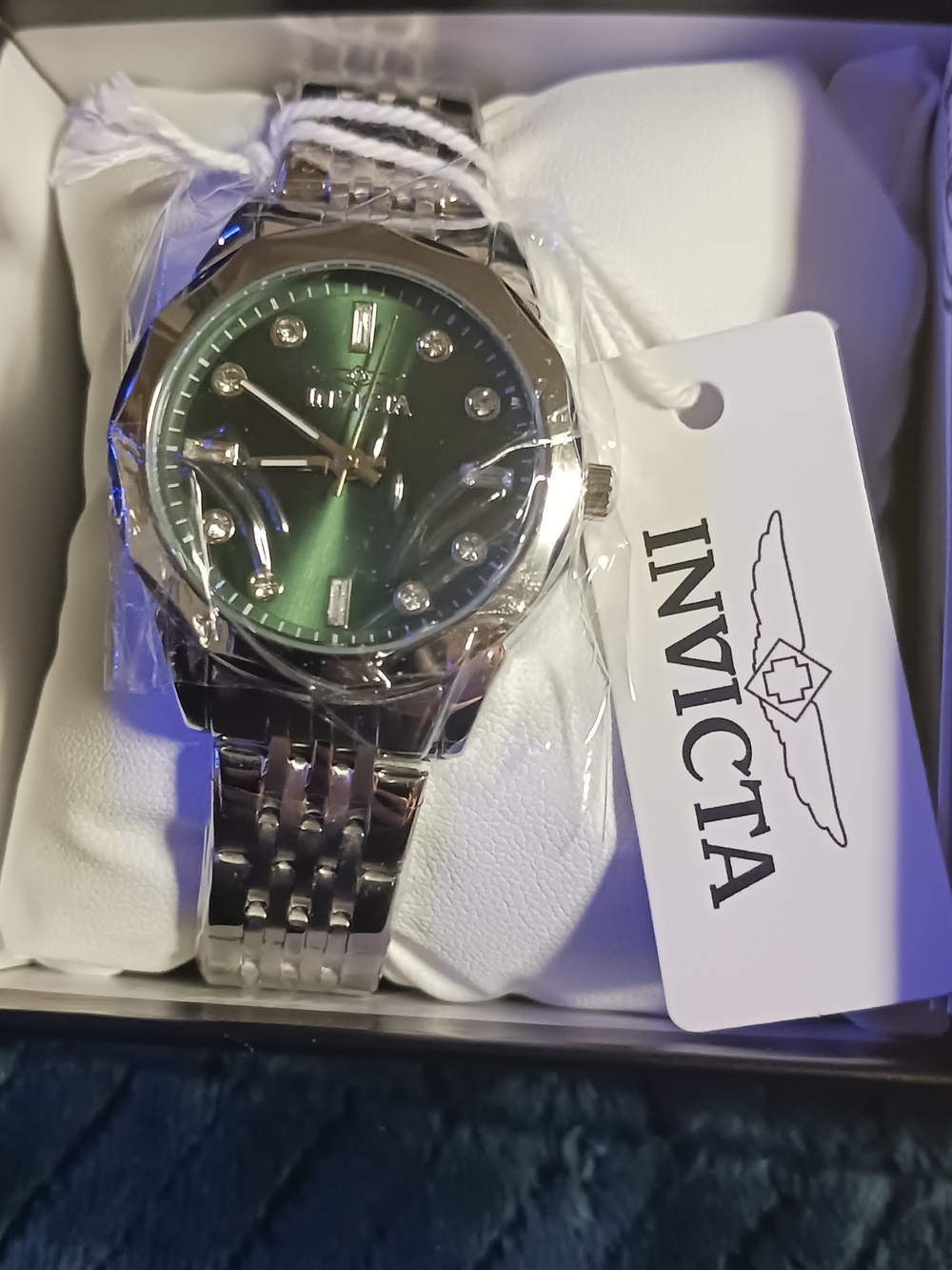 Invicta Women's Green Dial Silver Bracelet Watch